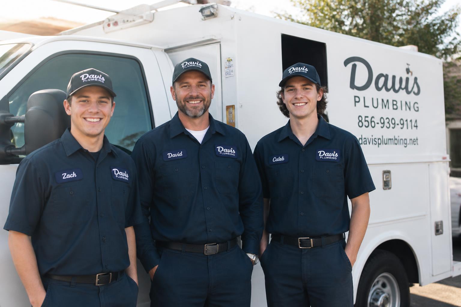 Legacy Plumbing & Drain team standing in front of service truck